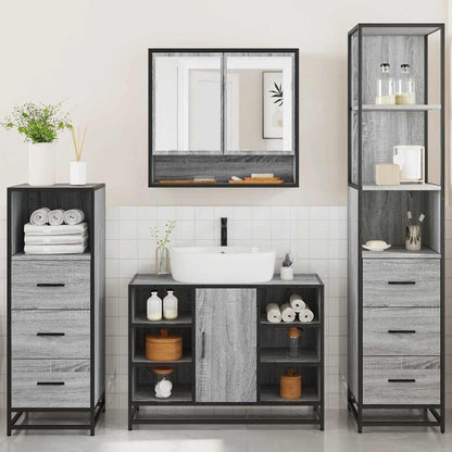 4 Piece Bathroom Furniture Set Grey Sonoma Engineered Wood