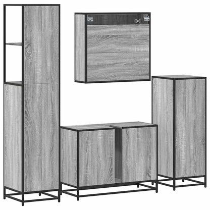 4 Piece Bathroom Furniture Set Grey Sonoma Engineered Wood