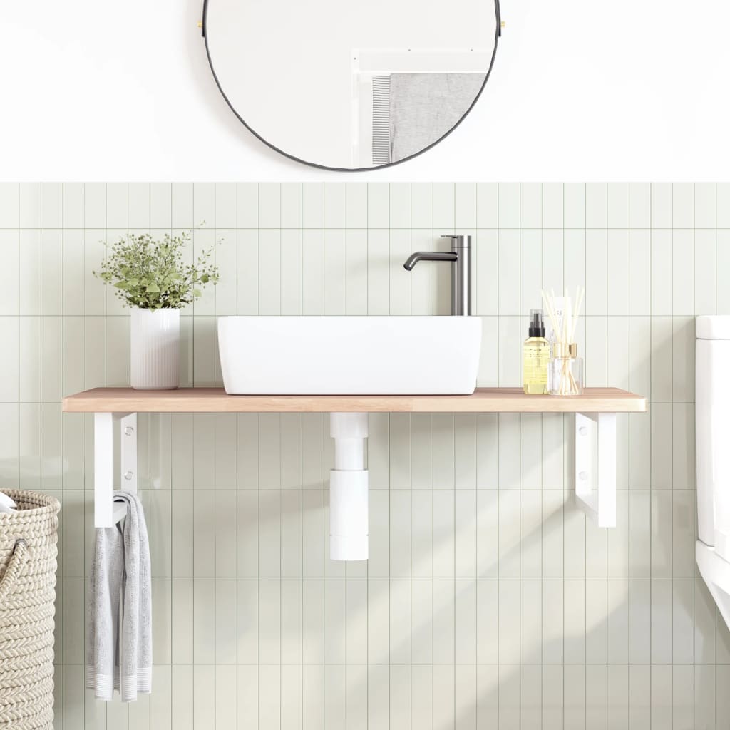 Steel and Solid Oak Wall Basin Shelf - Bend