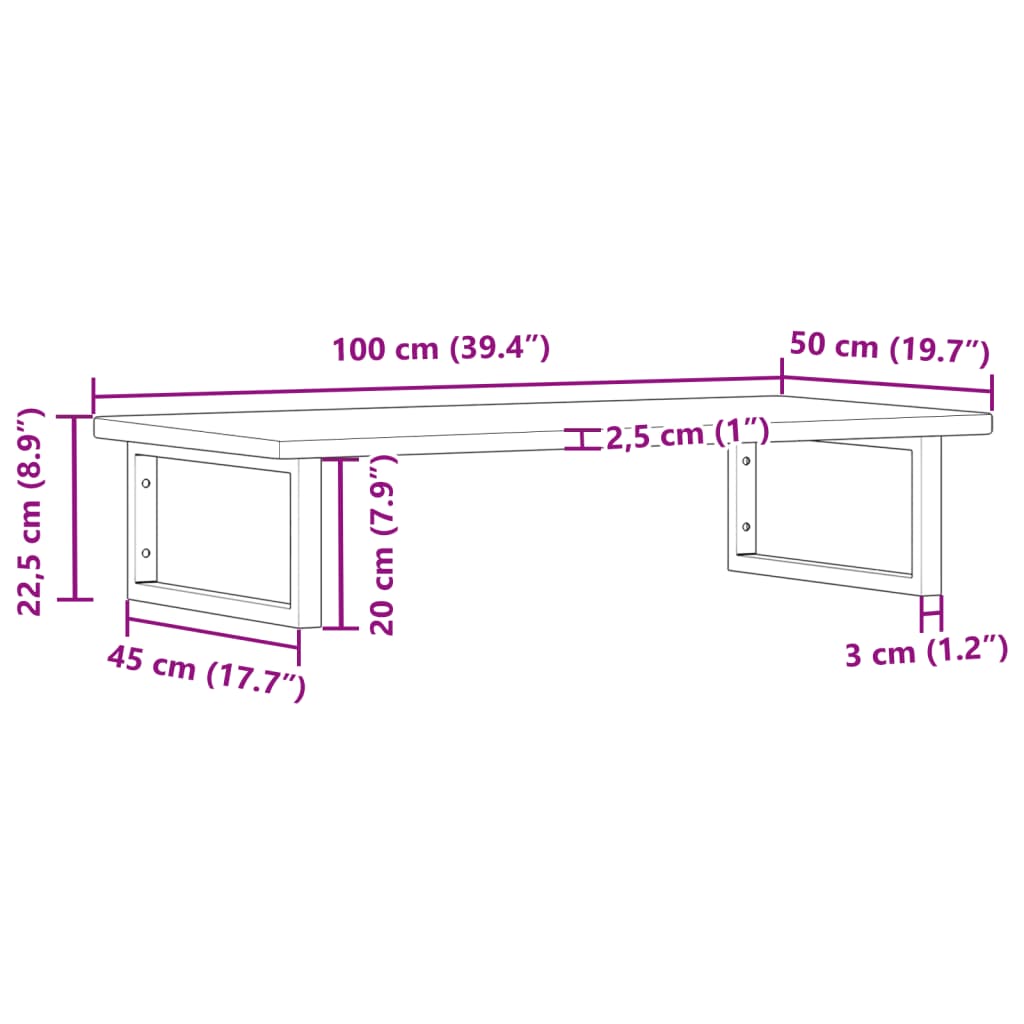 Steel and Solid Oak Wall Basin Shelf - Bend