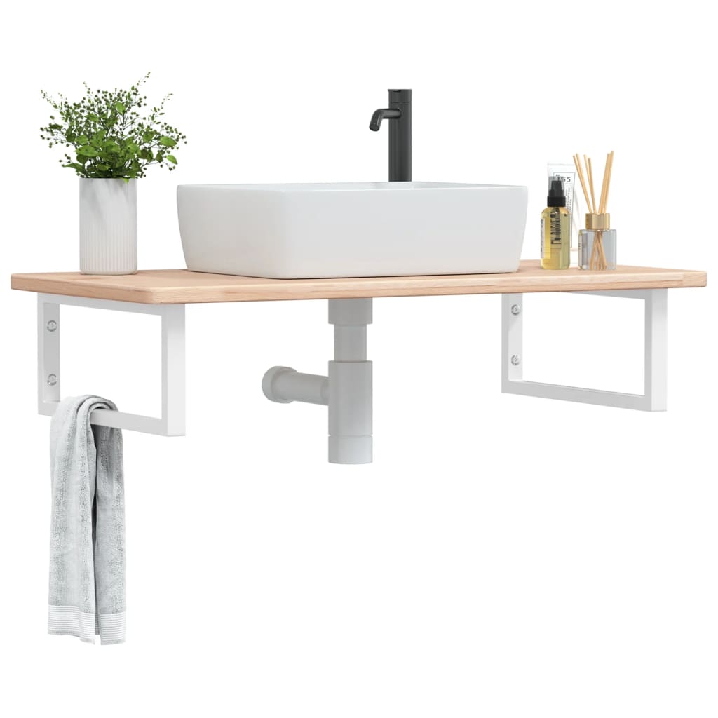 Steel and Solid Oak Wall Basin Shelf - Bend