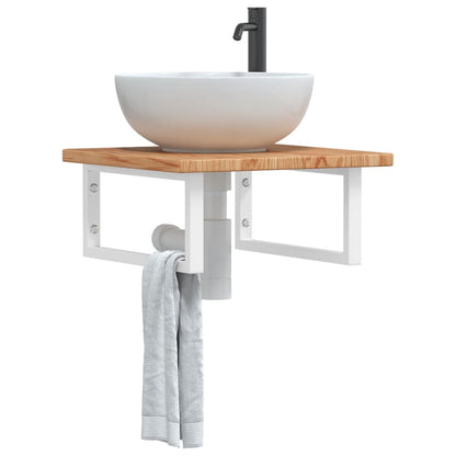 Steel and Solid Oak Wall Basin Shelf - Bend