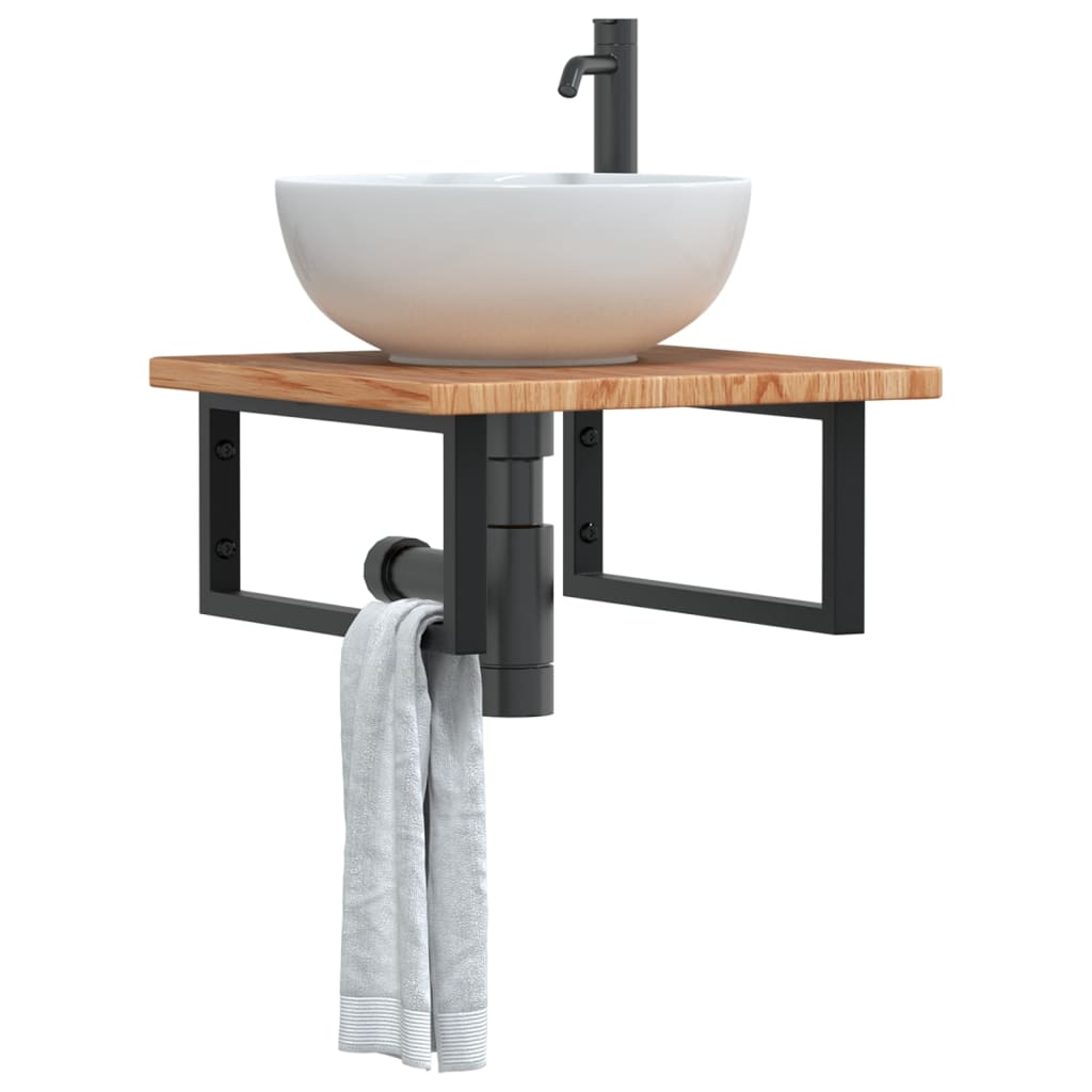 Floating Basin Shelf in Steel and Oak Wood - Bend