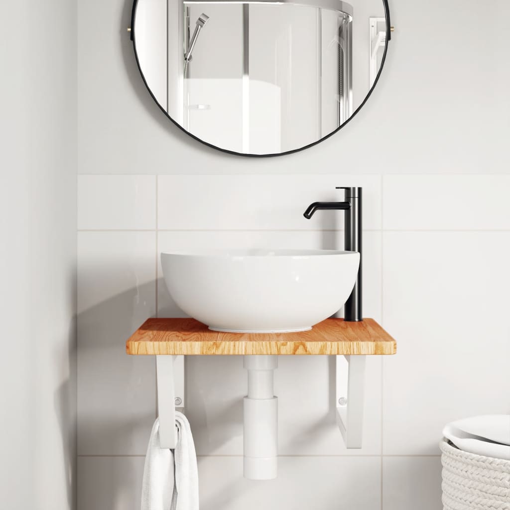 Steel and Oak Floating Basin Shelf - Bend