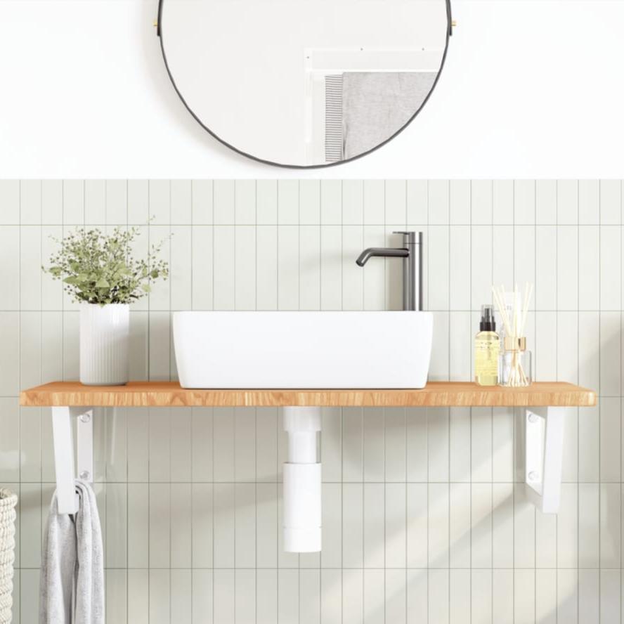 Floating Basin Shelf with Steel and Oak Wood - Bend