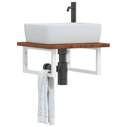 Floating Oak and Steel Basin Shelf - Bend