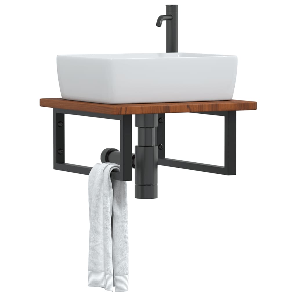 Floating Basin Shelf in Steel and Oak Wood - Bend