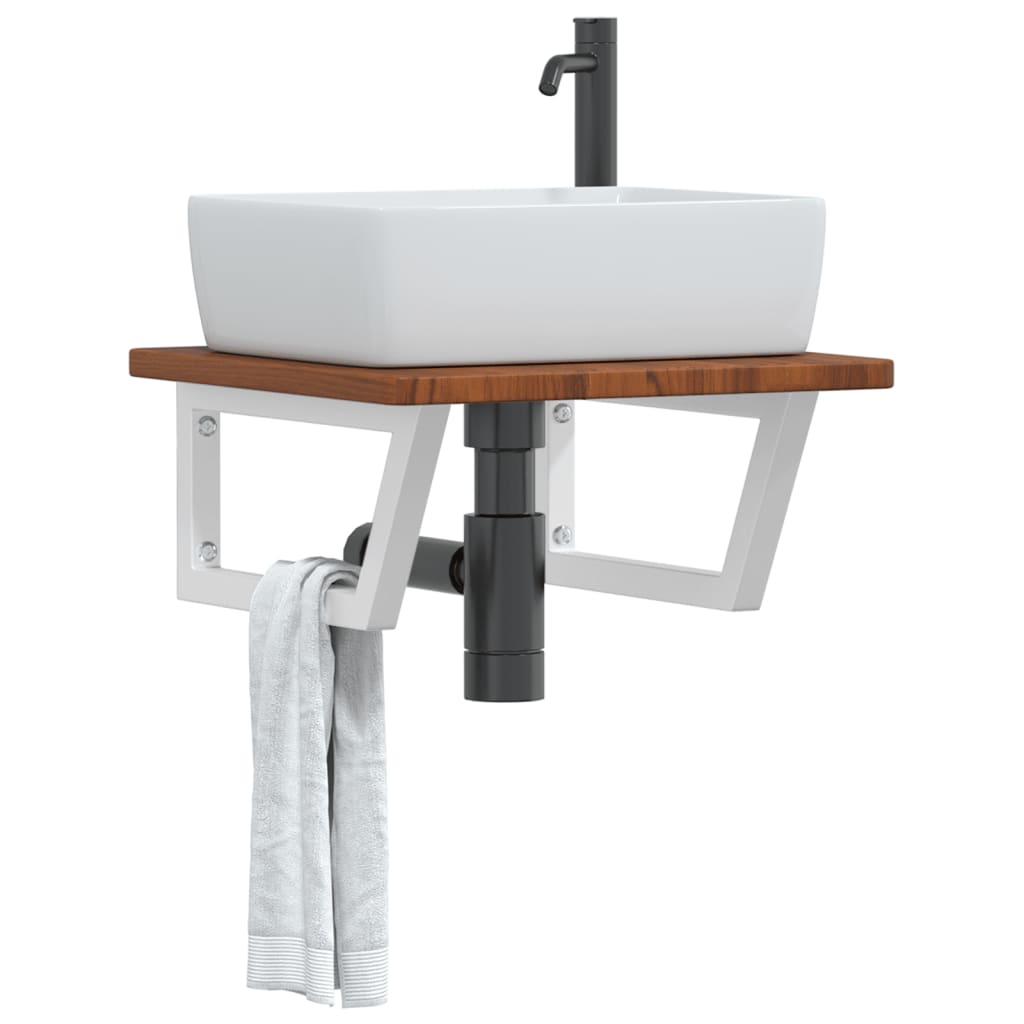 Steel and Oak Floating Basin Shelf - Bend