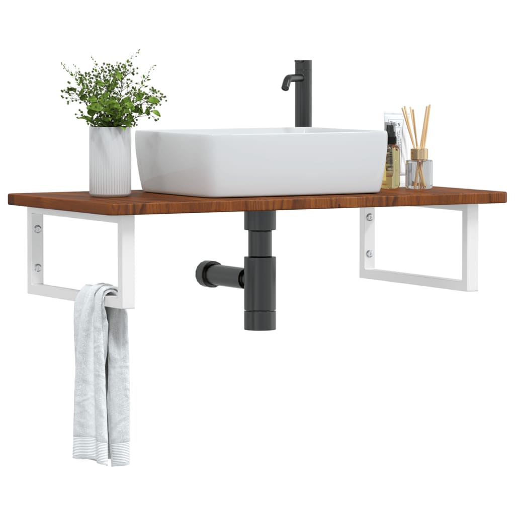 Floating Basin Shelf with Steel and Oak Wood - Bend