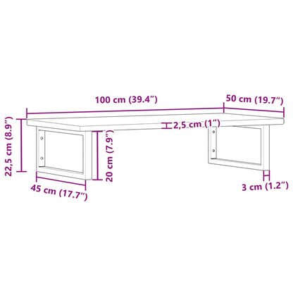 Wall-Mounted Basin Shelf with Oak Wood Top and Steel Bracket - Bend