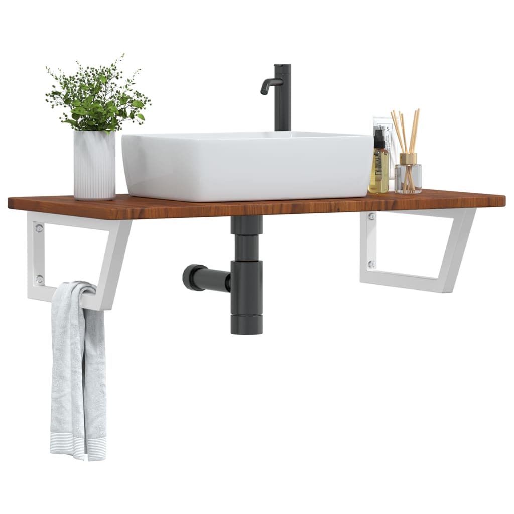 Floating Basin Shelf with Steel and Oak Wood - Bend