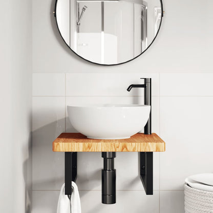 Floating Basin Shelf with Steel and Oak Wood - Bend