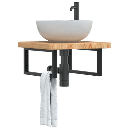 Floating Basin Shelf with Steel and Oak Wood - Bend