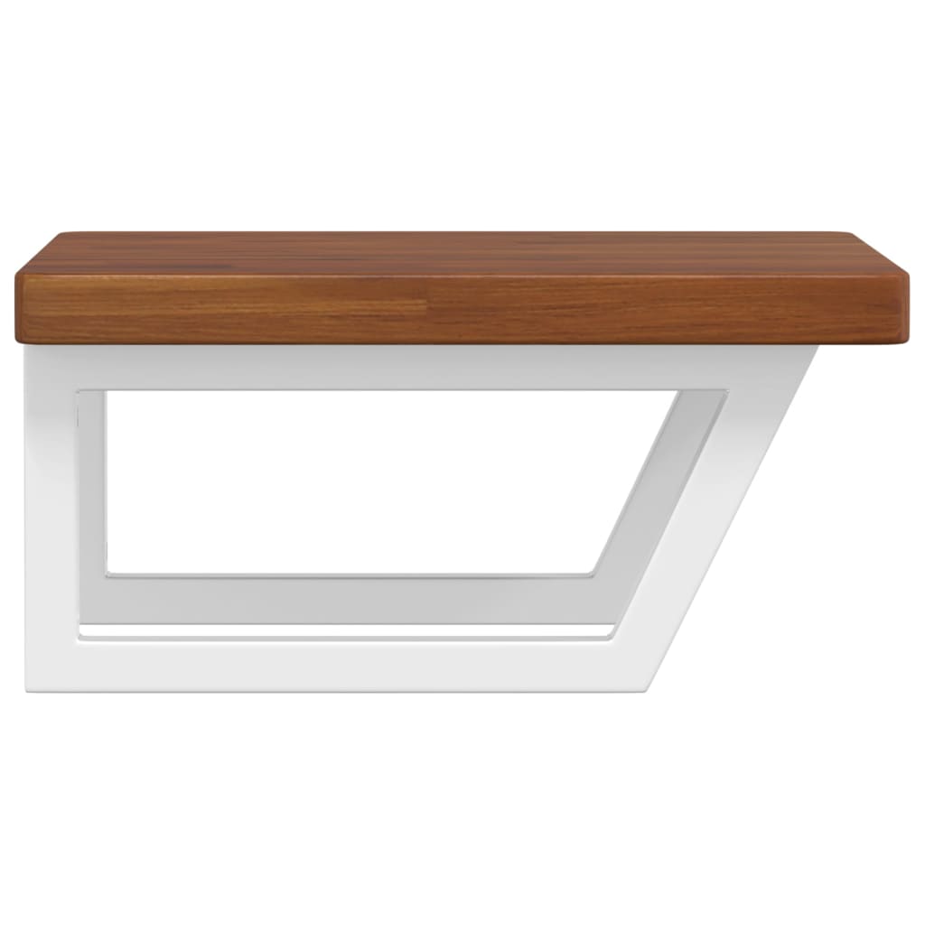 Wall-Mounted Basin Shelf with Solid Oak Top and Steel Brackets - Bend