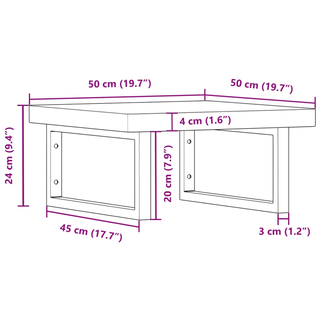 Wall-Mounted Basin Shelf with Beech Wood Top and Steel Supports - Bend