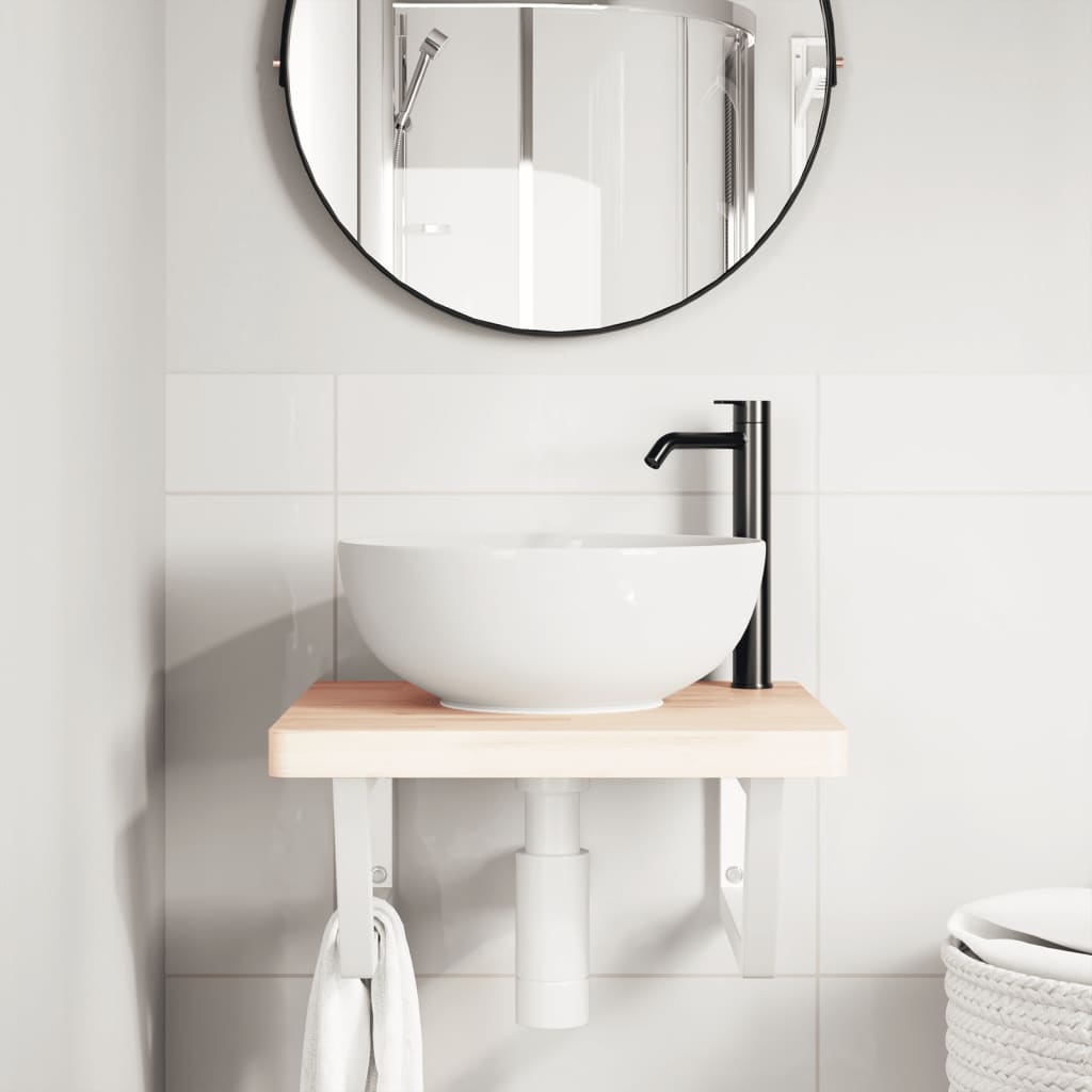 Floating Basin Shelf in Steel and Beech Wood - Bend