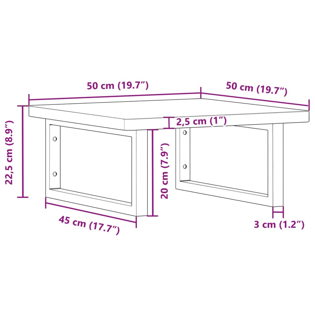 Wall-Mounted Basin Shelf with Beech Wood Top and Steel Supports - Bend