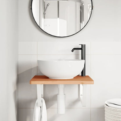 Floating Basin Shelf in Steel and Beech Wood - Bend