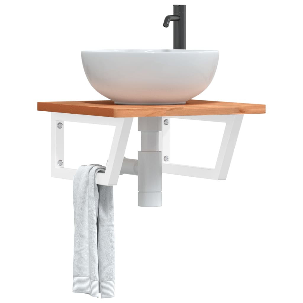 Floating Basin Shelf in Steel and Beech Wood - Bend