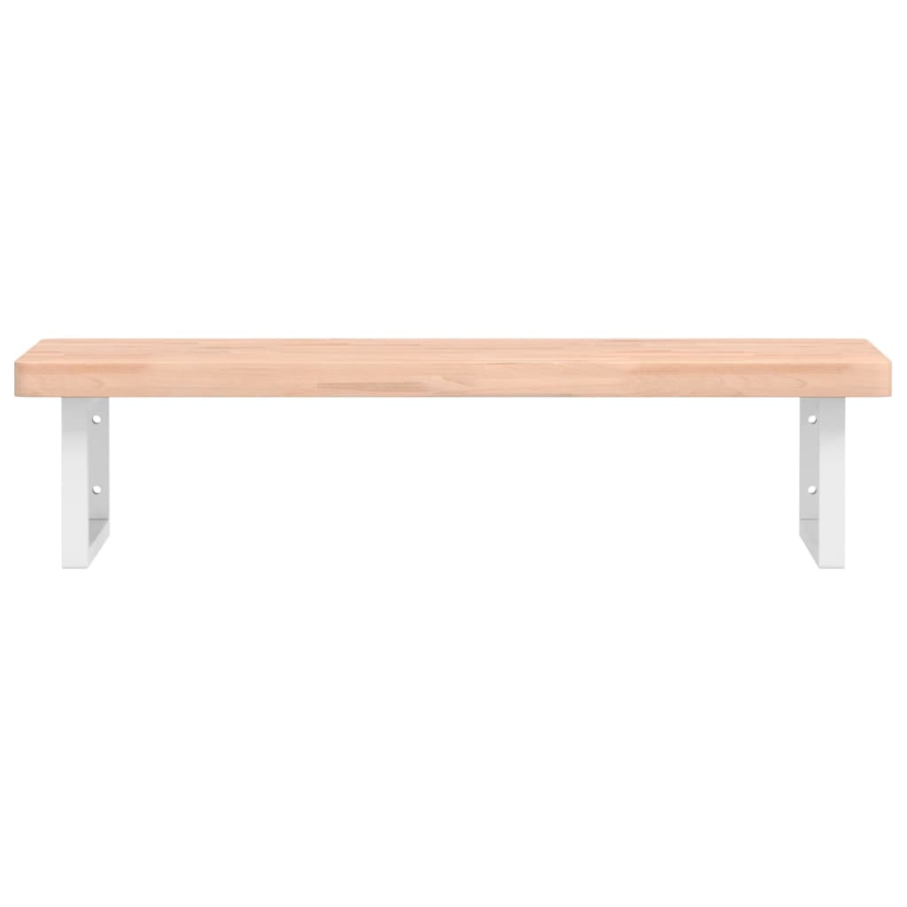 Wall-Mounted Basin Shelf with Beech Wood Top and Steel Supports - Bend