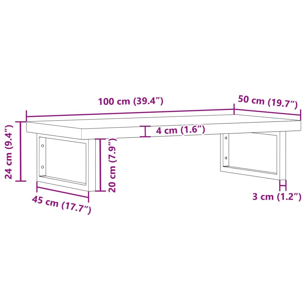 Wall-Mounted Basin Shelf with Beech Wood Top and Steel Supports - Bend