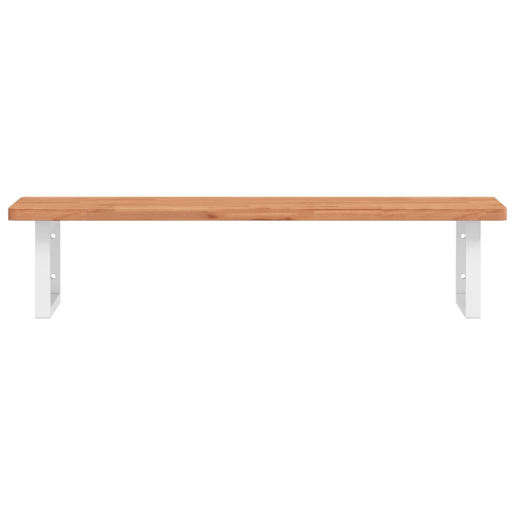 Wall-Mounted Basin Shelf with Steel Frame and Beech Wood Top - Bend