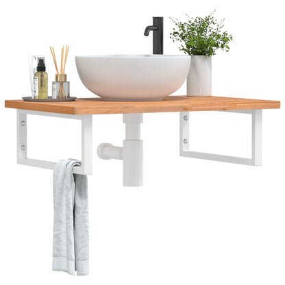 Wall-Mounted Basin Shelf with Steel Frame and Beech Wood Top - Bend