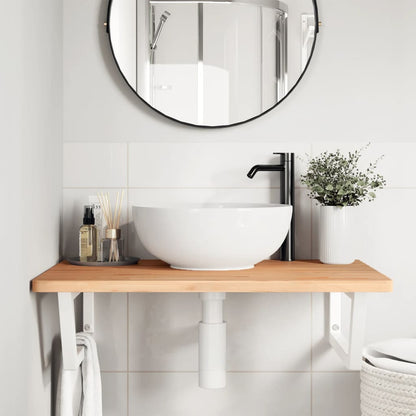 Floating Basin Shelf in Steel and Beech Wood - Bend