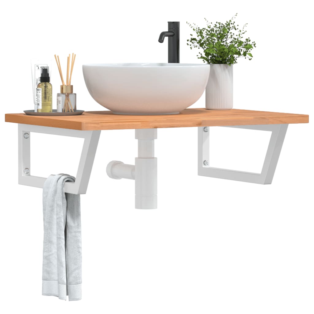 Floating Basin Shelf in Steel and Beech Wood - Bend