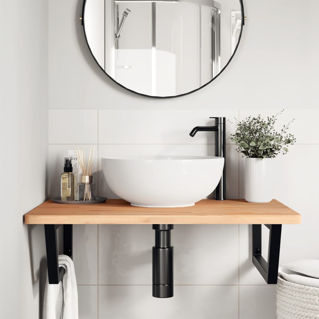 Floating Basin Shelf in Steel and Beech Wood - Bend