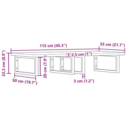 Wall-Mounted Basin Shelf with Beech Wood Top and Steel Bracket - Bend