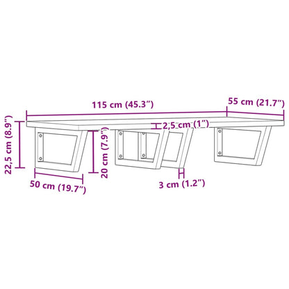 Wall-Mounted Basin Shelf with Beech Wood Top and Steel Bracket - Bend