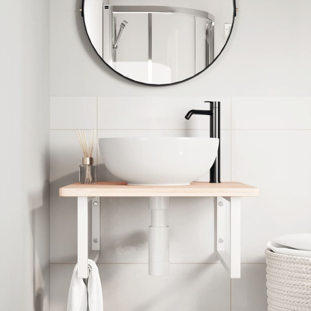 Floating Basin Shelf in Steel and Oak Wood - Bend