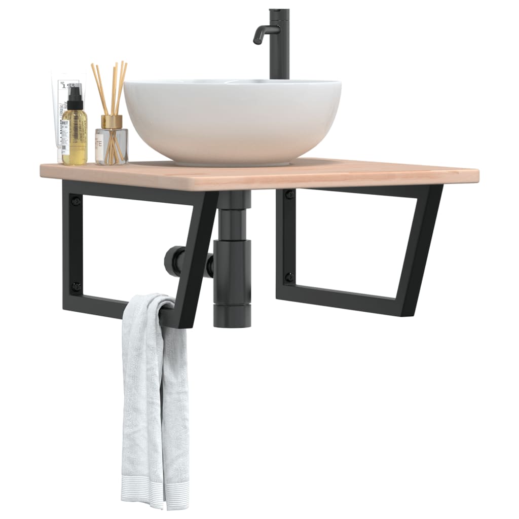 Floating Basin Shelf with Steel and Oak Wood - Bend