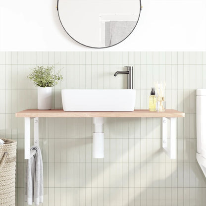 Floating Basin Shelf with Steel and Oak Wood - Bend