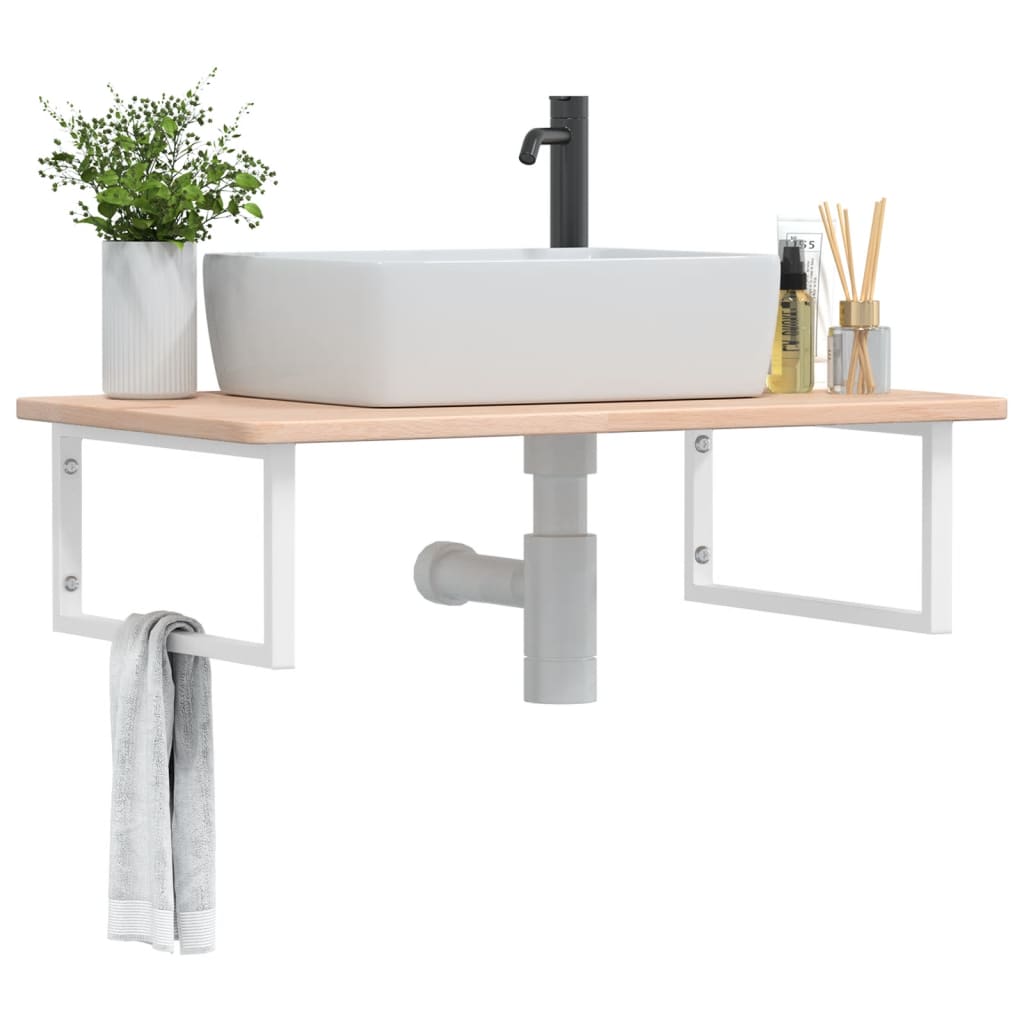 Floating Basin Shelf with Steel and Oak Wood - Bend