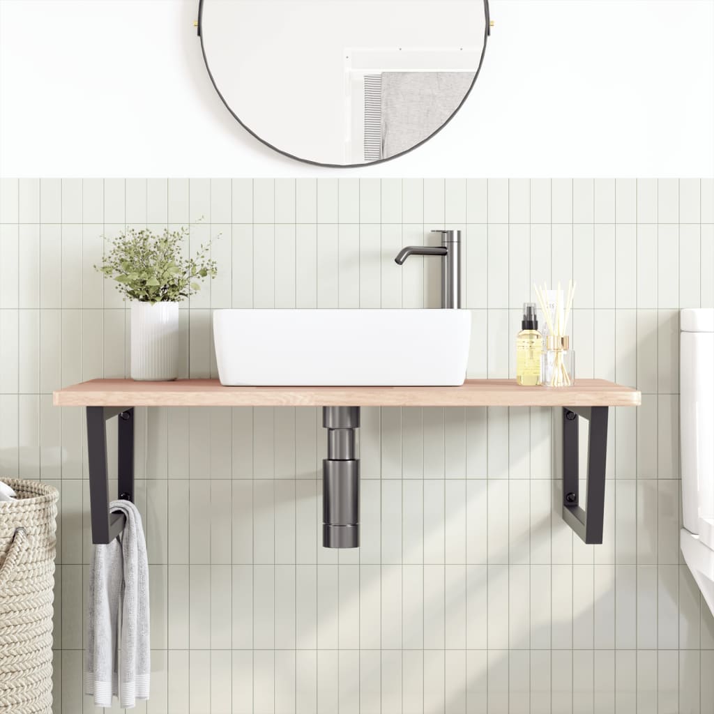 Floating Basin Shelf with Steel and Oak Wood - Bend