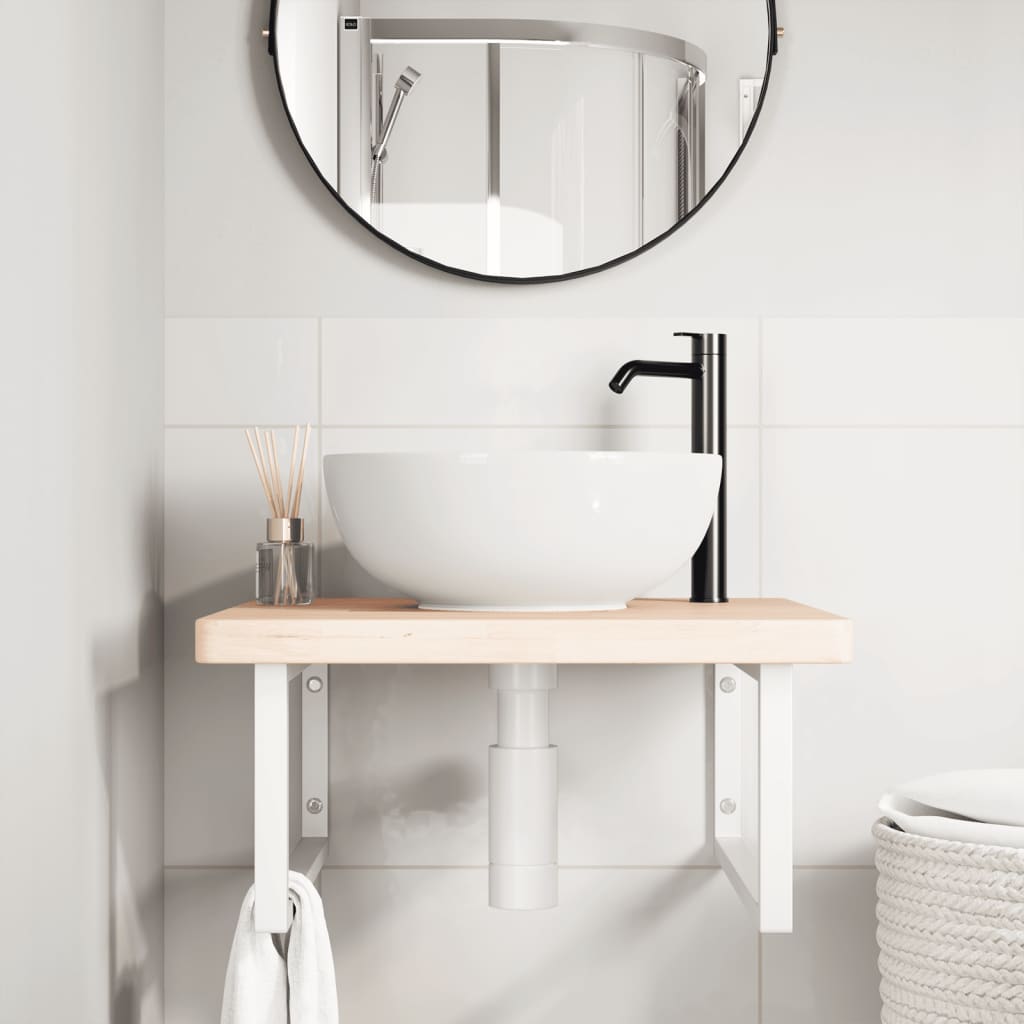 Floating Basin Shelf in Steel and Oak Wood - Bend