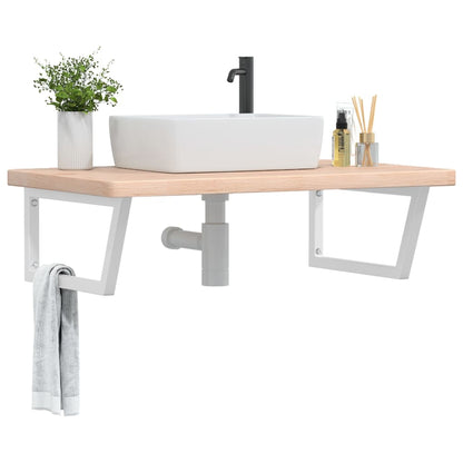 Wall-Mounted Basin Shelf with Solid Oak Top and Steel Brackets - Bend