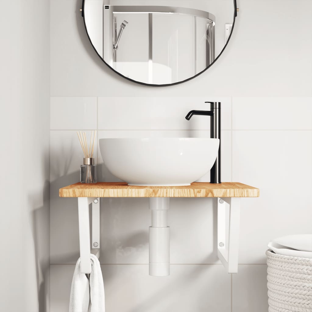 Steel and Oak Floating Basin Shelf - Bend