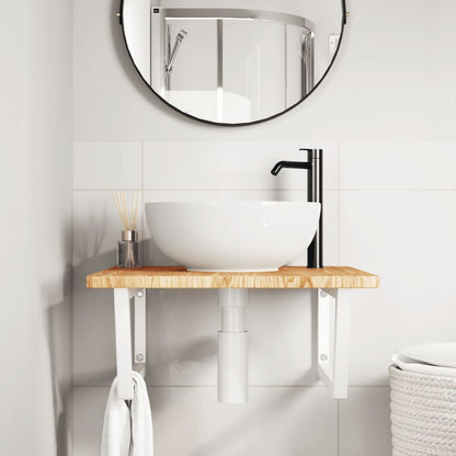 Steel and Oak Floating Basin Shelf - Bend