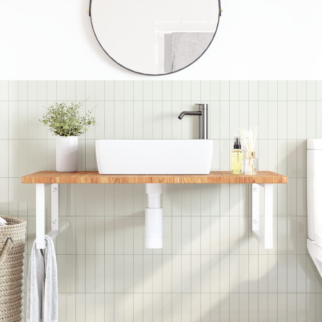 Steel and Solid Oak Wall Basin Shelf - Bend