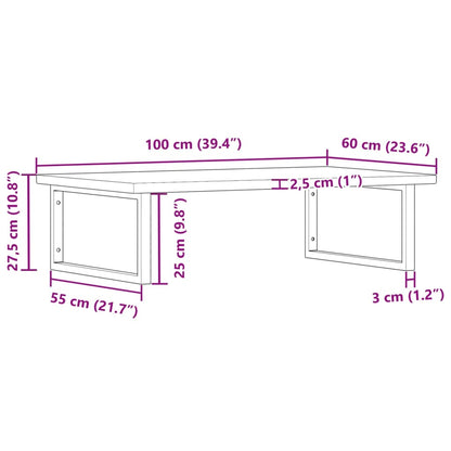 Steel and Solid Oak Wall Basin Shelf - Bend