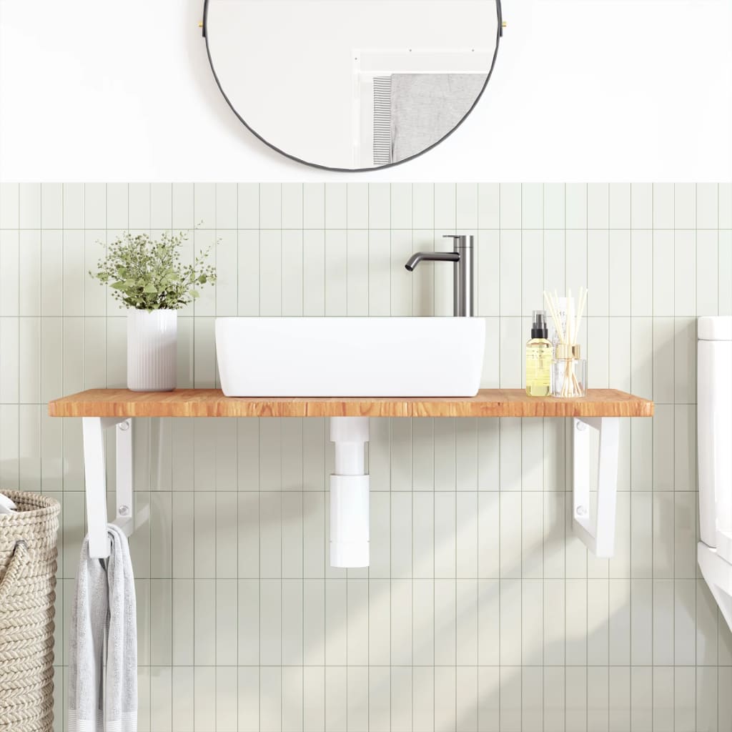 Steel and Oak Floating Basin Shelf - Bend