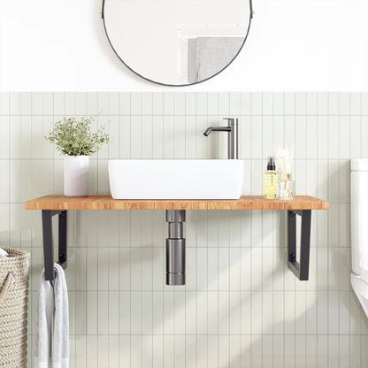 Floating Basin Shelf with Steel and Oak Wood - Bend