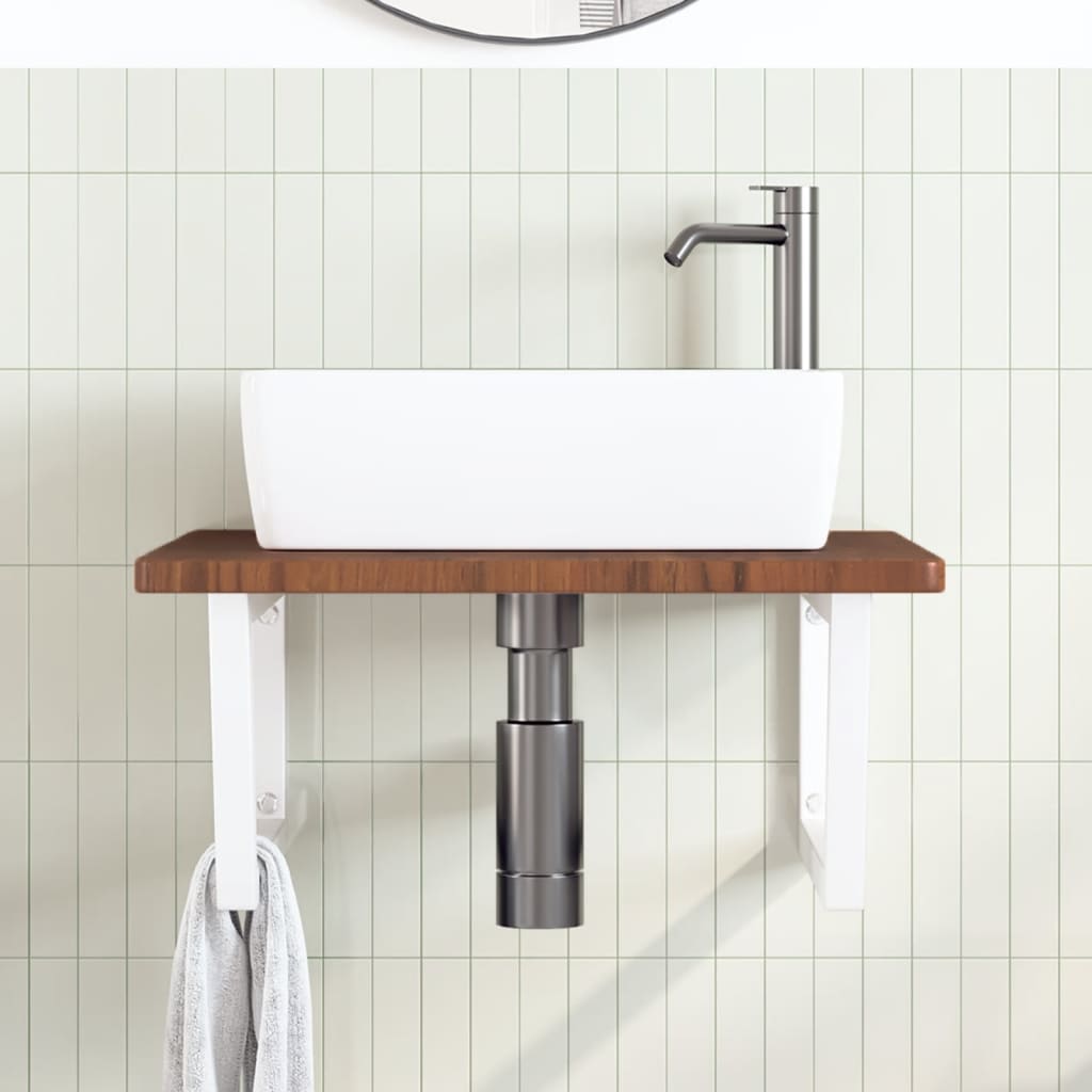 Steel and Oak Floating Basin Shelf - Bend