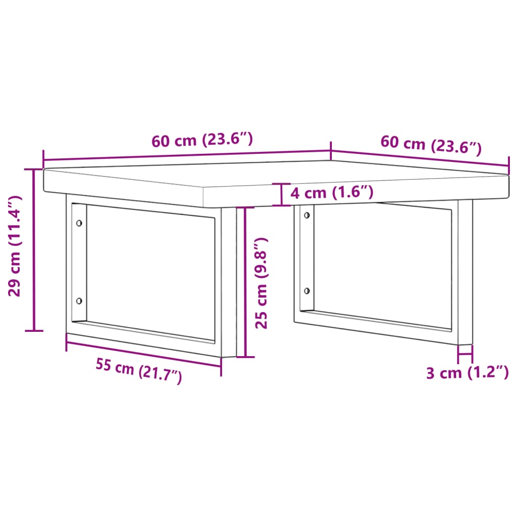 Steel and Solid Oak Wall Basin Shelf - Bend