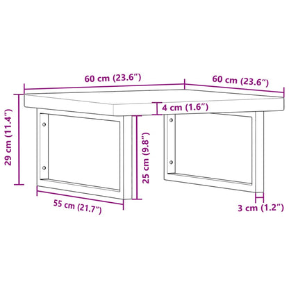 Steel and Solid Oak Wall Basin Shelf - Bend