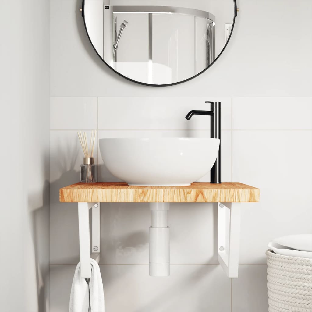 Steel and Oak Floating Basin Shelf - Bend