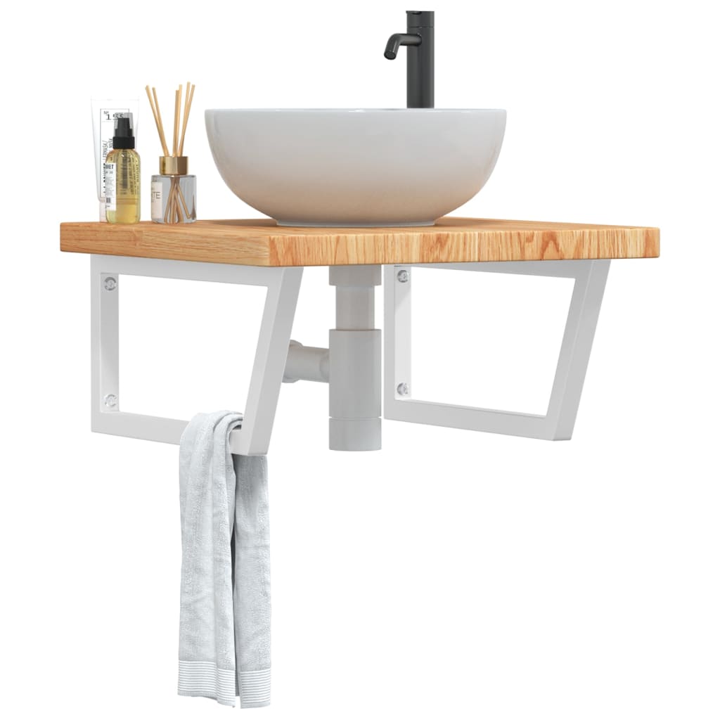 Steel and Oak Floating Basin Shelf - Bend